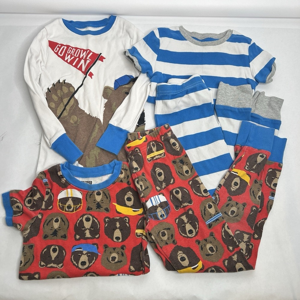 Spotted Zebra Boys 6 Cotton Pajamas Bear Theme Lot 5 Long & Short Sleeve Cute